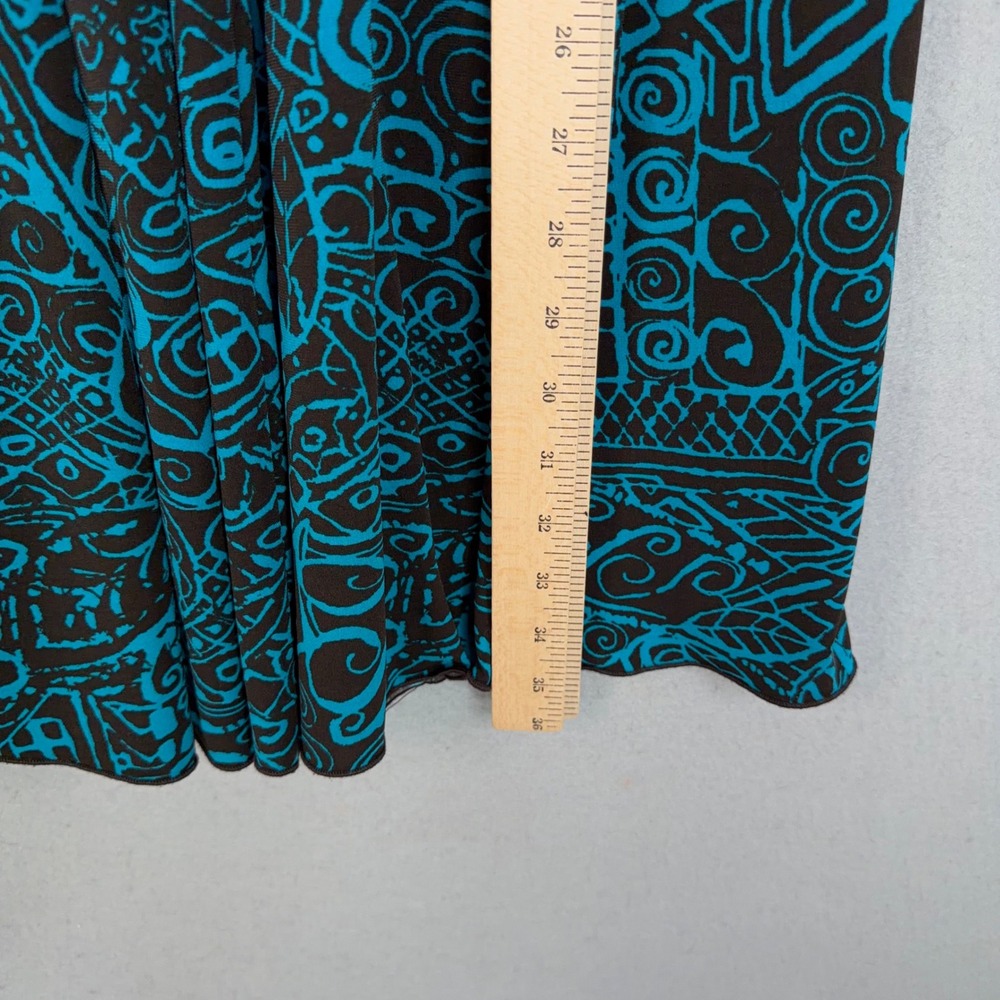 Chico's Skirt Set Womens 3 Teal Abstract Geometric 2 Piece Wrap Top Maxi Boho - Picture 7 of 13
